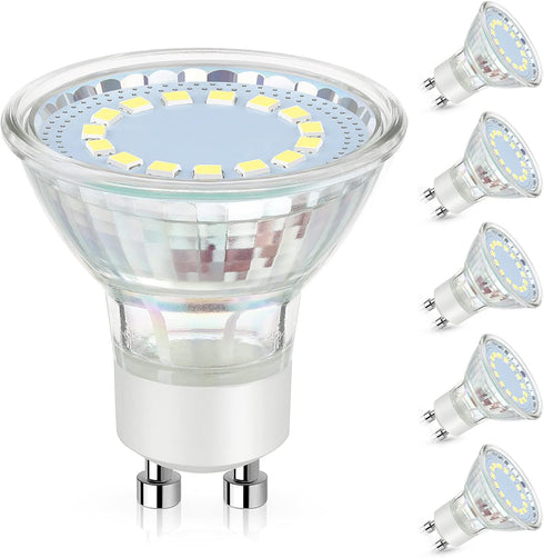GU10 LED Light Bulbs, 50 Watt Halogen Equivalent, 6000K Cool White, Non-Dimmable, 450LM, 4W Replacement Recessed Track Lighting, 5-Pack...
