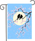 Spring Two Couple Birds Bloom Flowers Branch Full Moon Summer Seasonal Garden Yard Flag 12"x 18" Double Sided Polyester Welcome House Flag Banners...