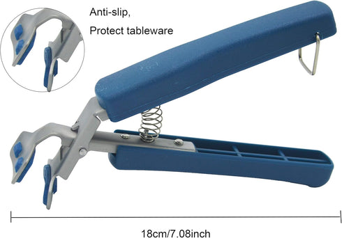 Hot Plate Gripper,Stainless Steel Bowl Clip,Kitchen Tongs Bowl Dish Pan Clip Anti-scalding 3-Pack (Navy-Blue)...