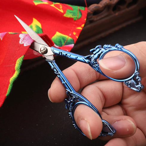 Sewing Embroidery Scissors with Sheath, 4.7in Sharp Tip Craft Crochet Scissor for Needlework Cross Stitch Threading Handicraft DIY Tool, Cute Blue...