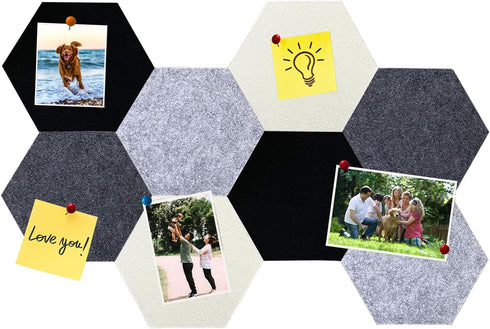 8Pcs Hexagon Felt Cork Board Tiles, Self Adhesive DIY Bulletin Board Pin Board for Office School Home Wall Decor Stickers Memos Photos Display (Gr...