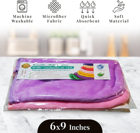 EcoSol Designs - Microfiber Mittens, Ultra-Soft Body Exfoliator Lathering Scrubber and General Cleaning Dusting Must-Have, Thick Exfoliant Glove 2...