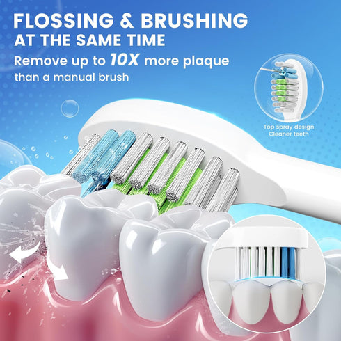 Toothbrush Head Replacement for Waterpik, 8 Pack Flossing Brush Heads Compatible with Water-pik Sonic Fusion 2.0 / SF-01, SF-02, SF-03 & SF-04...