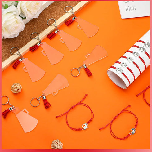 Sureio 48 Pcs Cheerleader Gifts 24 Cheer Bracelets 24 Cheer Keychain for Team Backpack Purse Party Favors Cheerleading Accessories Bulk...