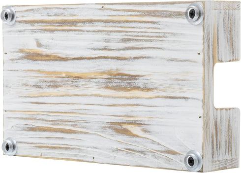 MyGift Shabby White Washed Solid Wood Bathroom Counter Guest Folded Paper Towel Holder, Sink Countertop Disposable Napkin Dispenser Vanity Toiletr...