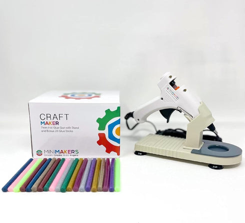 Hot Glue Gun with Heavy Duty Base/Stand and 20 Colour Glitter Glue Sticks...