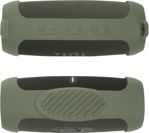 for JBL Charge 5 Waterproof Bluetooth Speaker Silicone Cover Case, Portable Silicone Travel Case with Carabiner, Protective Skin Case (Green Case)...