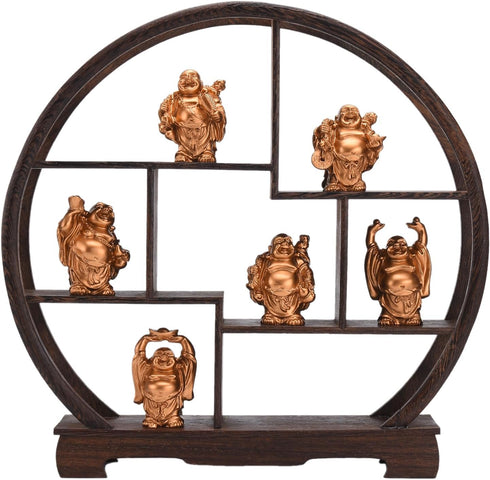 BRABUD 6pcs Resin Statue Laughing Buddha Statue Lucky Happy Buddha Figurines Feng Shui Decoration (2.5'' Gold)...