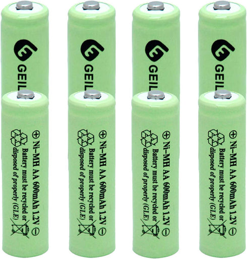 AA 600mAh 1.2V NiMH Rechargeable Batteries for Solar Light,Solar Lamp,Garden Lights Green(8 PCS)...