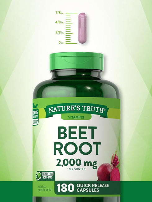 Nature's Truth Beet Root Capsules | 2,000mg | 180 Count | Non-GMO and Gluten Free Supplement...