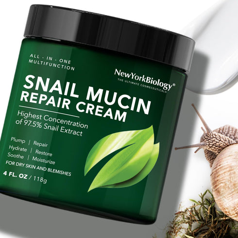 New York Biology Face Cream - 97.5% Korean Snail Mucin - 4 Fl Oz - 100 g - Face Moisturizer for Dry Skin - Skin Care Moisturizing and Hydrating Fa...