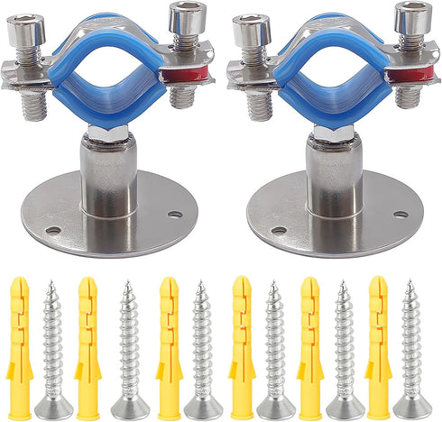 2PCS Wall Mount Ceiling Mount Pipe 304 Stainless Steel Pipe Supports Pipe Standoff Adjustable Height 30-60mm?1.18"-2.36"?for OD Pipe 15-19mm(0.59-...