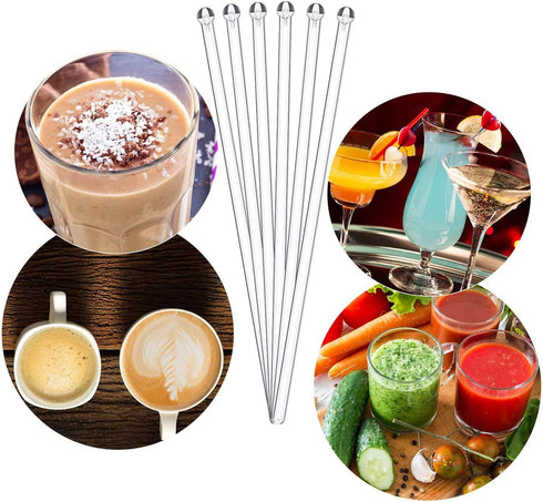 100 Pieces Ball Head Stirrer Disposible Plastic Round Top Crystal Swizzle Sticks, Crystal Cake Pops, Cocktail Coffee Drink Stirrers (Clear)...