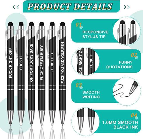 12 Pcs Funny Pens Complaining Inspirational Pen Passive Positive Office Pens Black Ink Novelty Pen Screen Touch Stylus for Colleague Work Gifts Su...