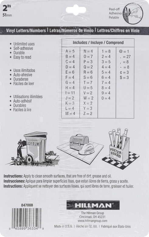 Hillman 847008 Die-Cut Letters/Numbers Kit, White, 2-Inch...