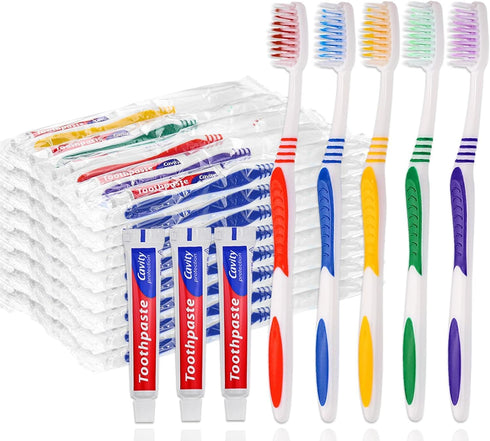 10 Pack Disposable Toothbrushes with Toothpaste Individually Wrapped, 10g Travel Toothpaste Single Use Manual Toothbrush Kit for Adults Guests Tra...