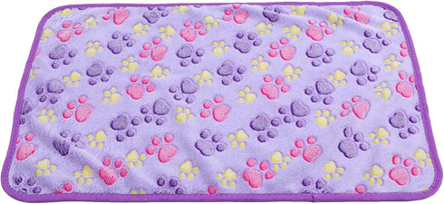 Pet Blanket Soft Fluffy Fleece Pet Mat Doggy Flannel Blanket Dog Cat Cute Paw Print Pet Blankets Purple Paw Small(23 * 16")...