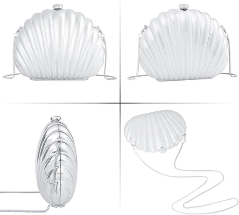 Women Evening Bag Acrylic Clutch Purse Shell Shape Shoulder Cross-body Bag Chain Box Bag...