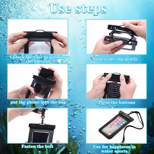 6 Pack Multicolor Universal Waterproof Phone Pouch, Large Phone Waterproof Case Dry Bag (Protection Level: IP68) Outdoor for Apple iPhone,Samsung,...