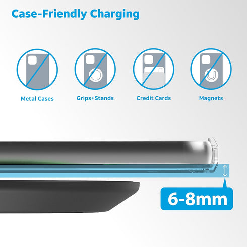 AT&T 15W Qi Certified Case-Friendly Wireless Charging Pad for Apple iPhone, Google Pixel, and Samsung Galaxy (Black) with Type C to C Cable......