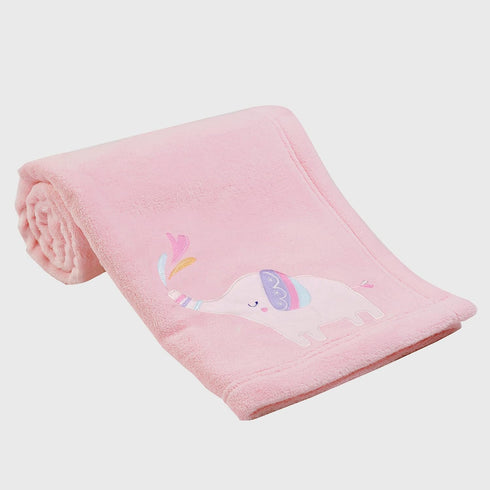 Bedtime Originals Elephant Dreams Appliqued Soft Fleece Baby Blanket - Pink...