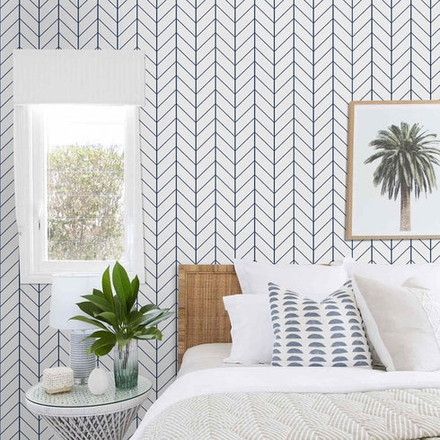 LXCREAT Removable Wallpaper Forgiving Blue/White Stripes Peel and Stick Wallpaper 17.71 in X 118 in Modern Self Adhesive Vinyl for Home Renovation...