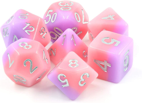 HD Polyhedral Dice Sets D&D Dice for Dungeon and Dragons RPG Role Playing Games MTG Pathfinder Table Top Games 7 Dice Set Bubble Gum...