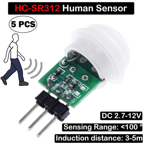 5PCS HC-SR312 AM312 Mini Pyroelectric Infrared PIR Human Sensor Module Modules Body Motion Automatic Detector DC 2.7 to 12V for Arduino Raspberry ...