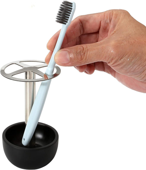 CozyCabin Toothbrush Holder Stand, for Razor, Bathroom Vanity Countertop, Stainless Steel Toothbrush Bathroom Organizer (Black)...