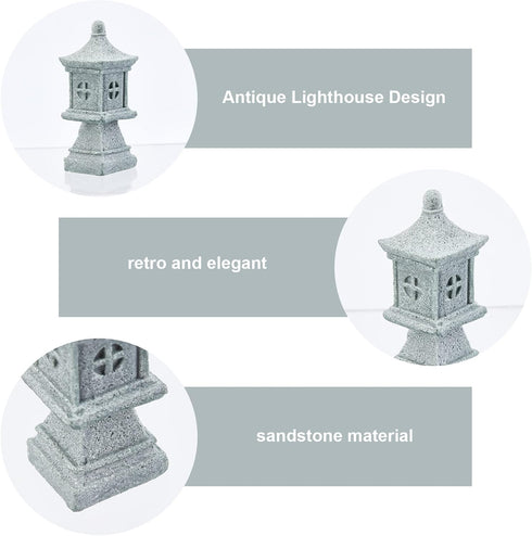 SUPERFIDINGS 5 Styles Pagoda Lantern Garden Statue Japanese Pagoda Lamp Lantern Stone Footbridge Figurines for Landscape Balcony Garden Patio Porc...