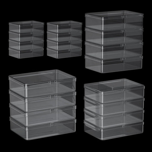 16pcs Small Plastic Boxes with Lids Clear Storage Containers Small Beads Organizer for Collecting Small Items, Jewelry, Game Pieces, 3 Sizes...