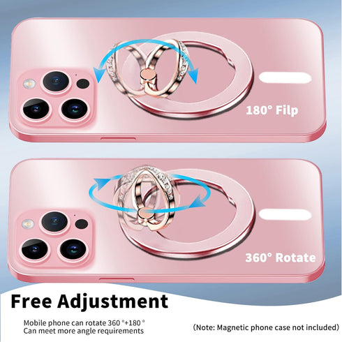 Crystal Magnetic Phone Grip Holder, Mag Safe Accessories Ring Stand, for iPhone 15/14/13/12 Plus/Pro Max/Pro/Mini(Rose Gold)...