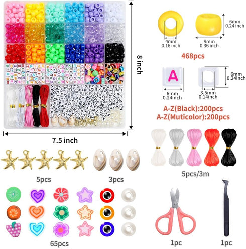 GAGANIU Bracelet Making Kit, Friendship Bracelet Kit Beads for bracelets making Colorful Pony Beads Polymer Clay Beads Charms Letter Beads for jew...