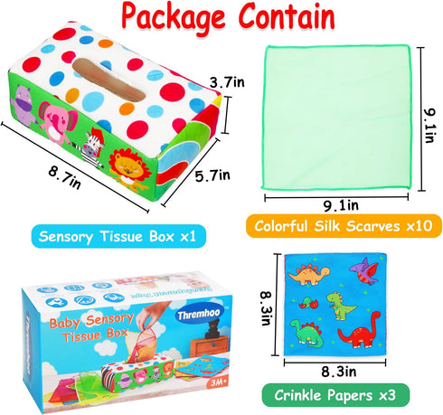 Baby Toys 3 4 5 6 7 8 9 12 Month Old Montessori Tissue Box Toys for Babies Infants 0-6 6-12 Months Sensory Educational Crinkle Toy Developmental E...