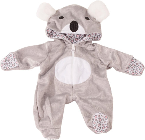 Gotz One Piece Koala Bear Costume Pajama Sleeper with Padded Feet, Paws and Hood with Ears for 12-13" Baby Dolls...