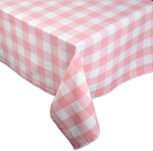 DII Buffalo Check Collection, Classic Farmhouse Tablecloth, Tablecloth, 52x52, Pink & White...