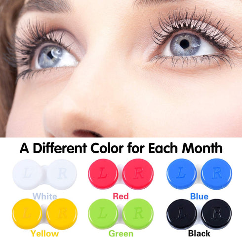 Elcoho 24 Pack Contact Lens Cases Contact Lens Holder Box Left/Right Eyes Contact Lens Container, 6 Colors...