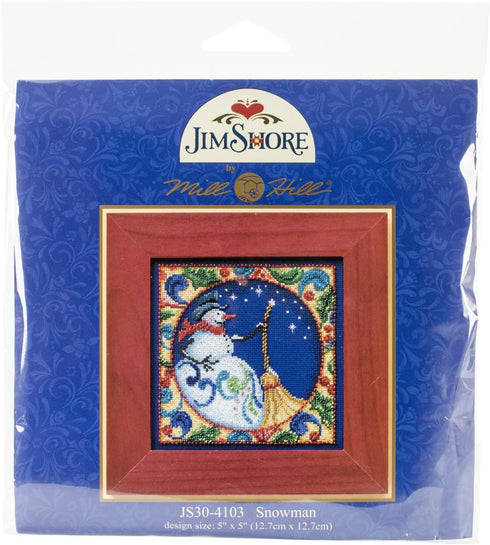 Mill Hill Jim Shore Snowman Counted Cross Stitch Kit, 5 by 5-Inch 18-count...