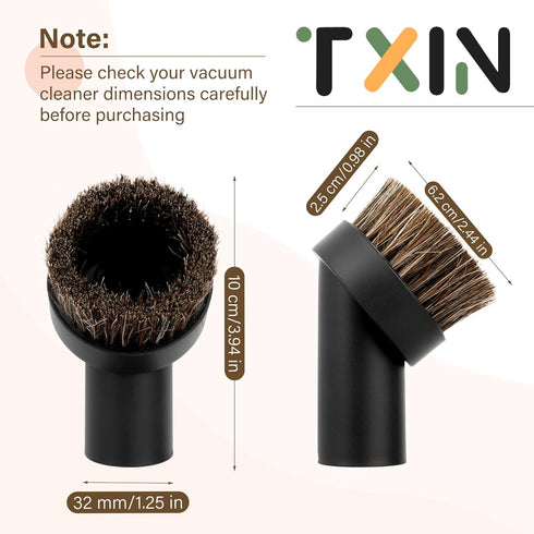 TXIN 4 Pieces Soft Horsehair Bristle Vacuum Attachments Dusting Brush Cleaner Dust Brush, Small Round Corner/Track Cleaning Tools Vacuum Brushes R...