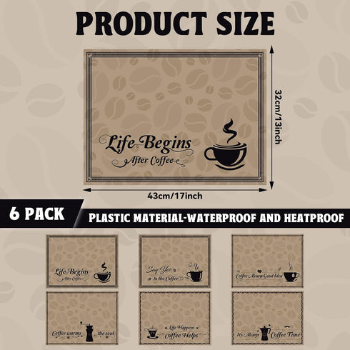 6Pcs Coffee Bar Mat Plastic Coffee Bar Accessories Decorations Under Coffee Maker Mat Supplies Coffee Machine Placemat Essentials Must Haves for C...