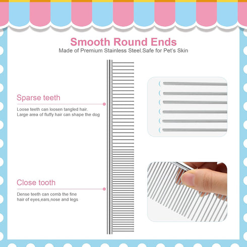 Tick Removal Tool for Dogs, Cat Comb for Shedding, Stainless Steel Pet Hair Grooming Comb Kit, Tear Stain Remover Comb for Small Dogs(10 Pack)...