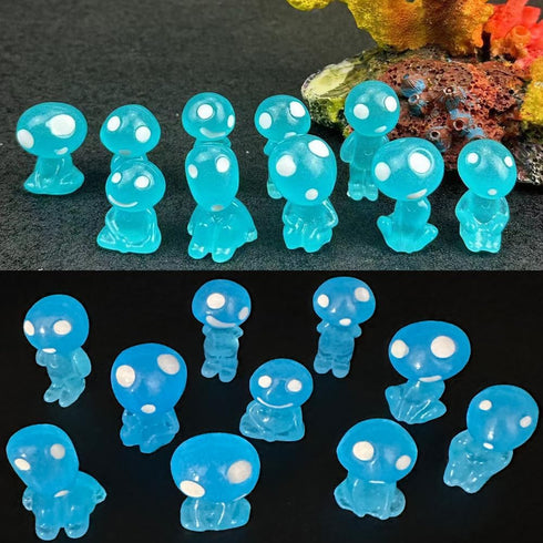 10 Pcs Luminous Miniature Alien Glow in The Dark for Outdoor Garden Decoration Accessories, Blue...