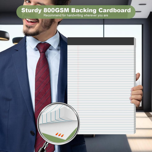 Legal Pads 8.5 x 11 inch Notepad, 2 Pack White Note Pads 8.5'' x 11'' for Work, Double-Side Printed Lined Paper Pads College Ruled White Notepads ...