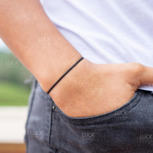 Thin Black Cord Bracelet for Men Women Teen Unisex Adult - Waterproof Nylon Surfer String Friendship Bracelets Summer Beach Accessories...