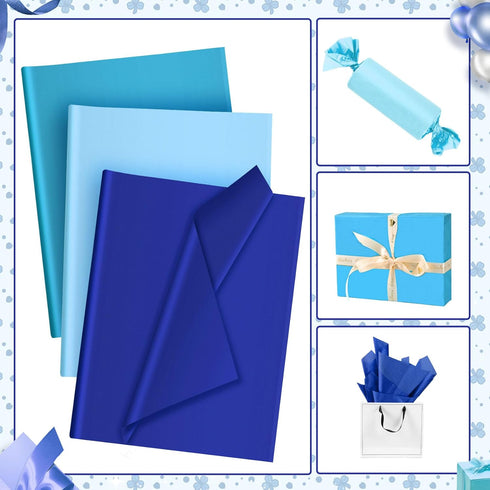 30 Sheets Blue Tissue Paper for Packaging Gift Bags Decoration, Gift Wrap Tissue Paper Bulk for Weddings Birthday DIY Project Christmas Independen...