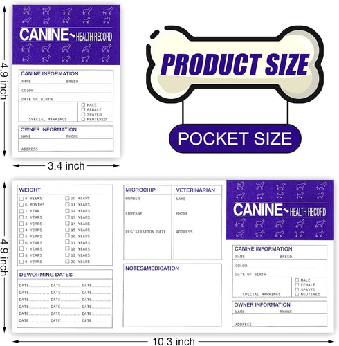 Eaasty 48 Pack Dog Vaccine Record Book Puppy Vaccination Record Card Foldable Puppy Vaccines Shot Record Canine Health Record Booklet Dog Nursing ...
