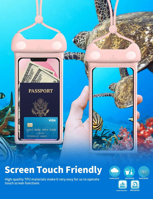 wellhouse Waterproof Phone Pouch, Waterproof Phone Case for iPhone 15 14 13 12 Pro Max XS Samsung, IPX8 3D Cellphone Dry Bag Beach Essentials (Meo...