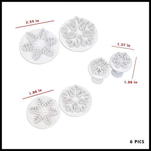 Clever Monster Snowflake Cookie Cutters Set of 6, Plunger Cutter Cake Decorating Supplies Fondant Molds Embossing Tool Snowflake Plunger Cake Cutt...