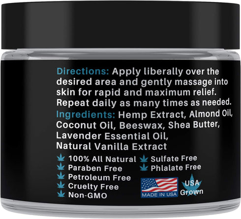 Hemp 250 Mg Regular Strength Healing Salve Cream: Ideal for Hips, Joints, Neck, Back, Elbows, Fingers, Hands, and Knees Made in USA...