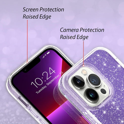 Coolwee Clear Glitter Compatible iPhone 13 Pro Case Slim Protective Phone Cover Shiny Sparkle Women Girls Compatible with iPhone 13 Pro 6.1 inch S...